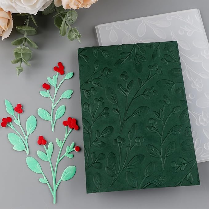 3D Embossing Folder and Metal Die Set for Card Making,Texture Fades Flower Background Embossing Template Paper Card Embossing Stencil for DIY Scrapbooking Photo Album Card Paper Craft Decoration