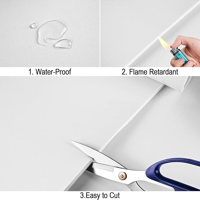 Neoprene Sponge Rubber Foam Sheets with Adhesive Backing, 12" x 60" x 1/2" White Foam Roll Insulation Board Soundproof Neoprene Mat, Great for Cosplay Padding, DIY, Gaskets, Costume, Crafts