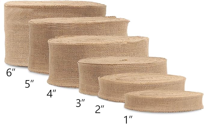 KINJOEK 4 Inch Wide 54 Yards Burlap Ribbon, Natural Jute Fabric Ribbon Crafts Ribbon for Christmas Wedding Gifts Burlap Fabric DIY for Decoration