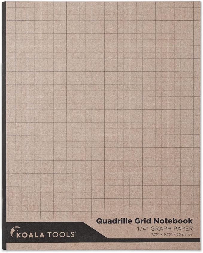 KOALA TOOLS | Graph Paper Notebook (3 Pack) | 7.75" x 9.75", 60 pp. - Quad, Grid, Graphing Field Notebook Set - For Scientific and Math Use