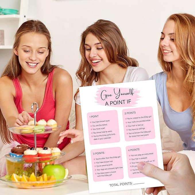 Birthday Party Game - Give Yourself A Point If, Birthday Party Activity Favor, Set of 20 Games Cards, Birthday Supplies, Activity, Decorations -B10