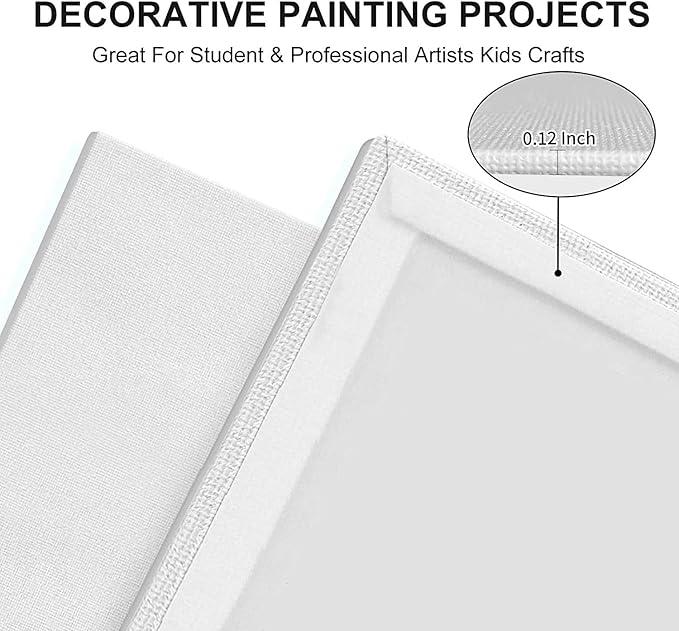 Artkey Canvases for Painting, 8x10 Inch 8-Pack, 10 oz Primed 100% Cotton White Blank Canvas Boards, Art Supplies Canvas Panels for Oil Acrylics Watercolor & Tempera Paints