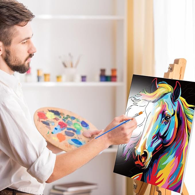 Zhanmai 12 Pack Pre Drawn Canvas for Painting Sip and Paint Kit 8 x 10 Paint Party Set Canvas Painting Pre Printed Canvases for Party Favor DIY Virtual Adult's Date Night(Colorful Animals)