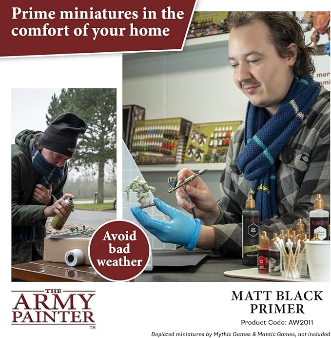 The Army Painter, 100 ml Warpaints Air Primer Matt Black - for Airbrush, Wargaming and Modelling