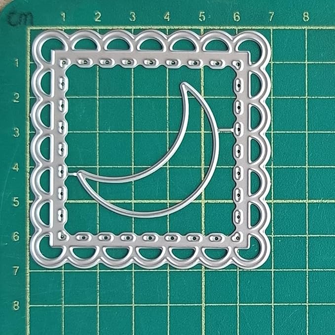 Cutting Dies Metal Stencils Scrapbooking Tools DIY Embossing Template for Paper Card Making Album Arts Crafts Supplies (Moon Frame-6.9x6.9cm)