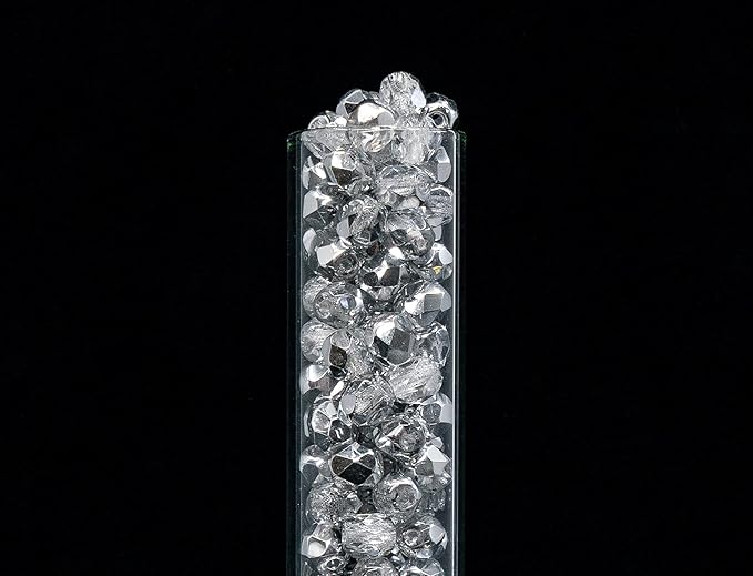 100 pcs of Faceted Fire Polished Pressed Czech Glass Beads 4mm (0.16in), Crystal Silver Aluminum Labrador 00030-27001 BCV