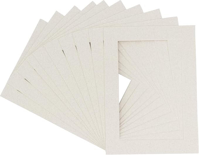 Pack of TEN 11x14 Mats Bevel Cut for 8.5x11 Photos - Acid Free Oyster Shell White Precut Matboards For Pictures, Photos, Framing - 4-ply Thickness