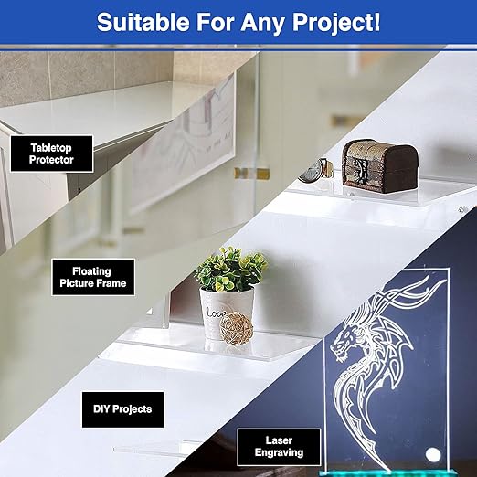 Duco USA-Made Clear Cast Acrylic Sheet 1/8 Inch Thick 4" x 6" - 4 Pack of Transparent Plexiglass Sheet - Lightweight Acrylic Board for Window Replacements, Displays, Signs, and More