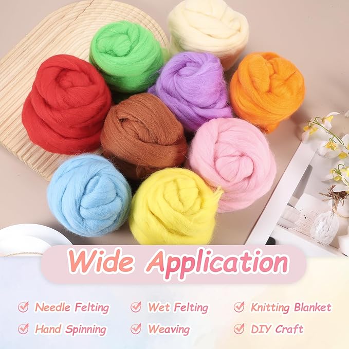 PATIKIL Wool Roving Yarn, 150G/5.3OZ Soft Felting Wool Pure Chunky Roving Yarn Bulk for Needle Felting Knitting Blanket Spinning Weaving DIY Craft, Green