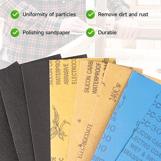 Sandpaper 2500 Grit, Wet Dry Sanding Sheets 9x3.6 inch for Wood Furniture Finishing, Metal Sanding and Automotive Polishing,21 -Sheet