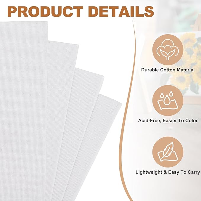 MECCANIXITY Canvas Boards for Painting, 12x12 Cotton Blank Primed Art Canvas Panels Acid-Free for Painting Supplies Oil Acrylic Tempera Watercolor Pouring Paint Artists(White, Pack of 5)
