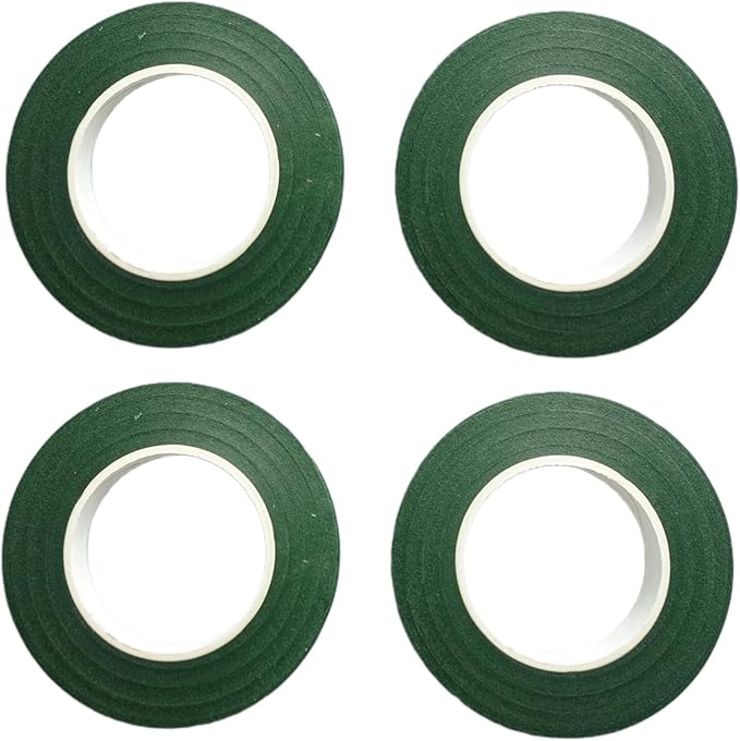 4 Rolls 1/2 Inch Floral Tapes Florist Wraps for Bouquet Stem and Flowers Making Craft Projects (30 Yards, Dark Green)