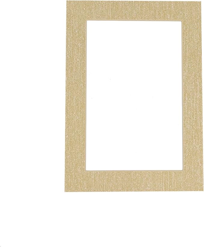 8x10 Mat Bevel Cut for 6x8 Photos - Acid Free Fresh Linen Canvas Precut Matboard With Backing Board and Crystal Clear, Self Seal Photo Mat Bag - For Pictures, Photos, Framing - 4-ply Thickness