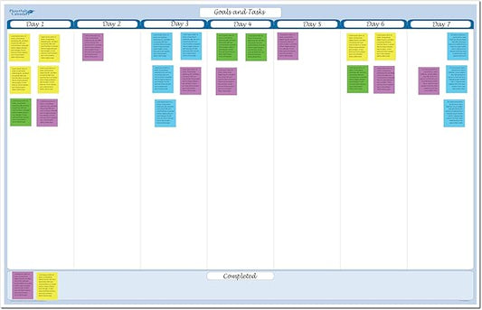 Sky Blue 7-Column Task, Goals & Objective Wall Horizontal Organizer 32" x 48". Complete with Marker