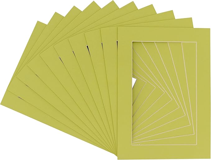 5.5x8.5 Mat for 8.5x11 Frame - Precut Mat Board Acid-Free Show Kit with Backing Board, and Clear Bags Pistachio Green 5.5x8.5 Matte For a 8.5x11 Picture Frame Matboard for Framing, Pack of 25 Mats