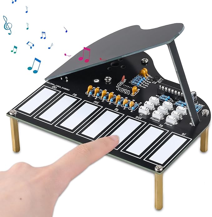 MIOYOOW DIY Electronic Piano Soldering Practice Kit, 7 Keys Mini Musical Instrument Solder Project with Piano, Violin and Guitar Tones, STEM Electronics Learning Kit for Home and School Education
