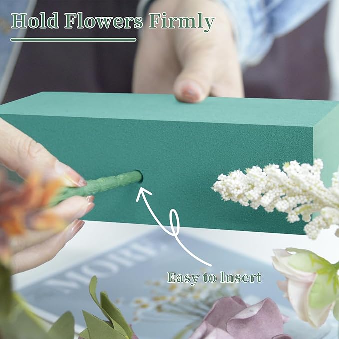 SupKing Floral Foams Blocks 4Pcs (7" L x 3.5" W x 2.1''H) Green Wet Dry Flower Foam Bricks Large Florist Plant Foam for Artificial and Fresh Flower Arrangement