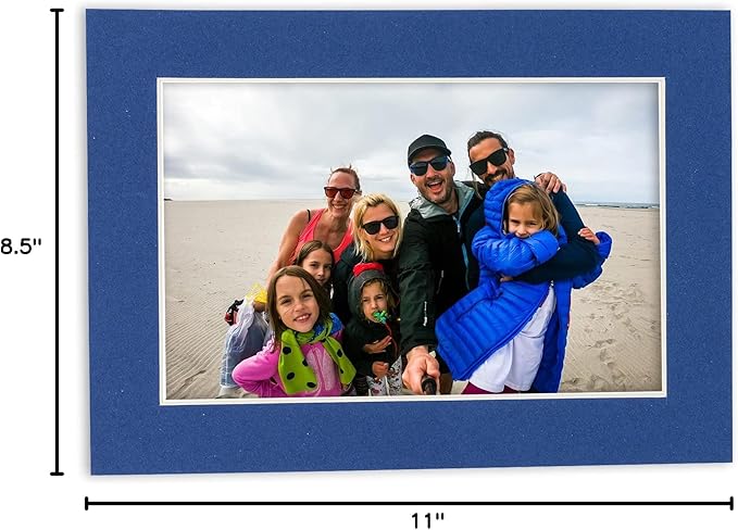 Pack of 25 Acid Free 8.5x11 Mats Bevel Cut for 7x9 Photos - Bottle Blue Precut Matboards For Pictures, Photos, Framing - 4-ply Thickness