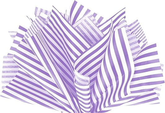 Flexicore Packaging Lilac Purple Pin Stripe Print Gift Wrap Tissue Paper Size: 15 Inch X 20 Inch | Count: 100 Sheets | Color: Lilac Pin Stripe