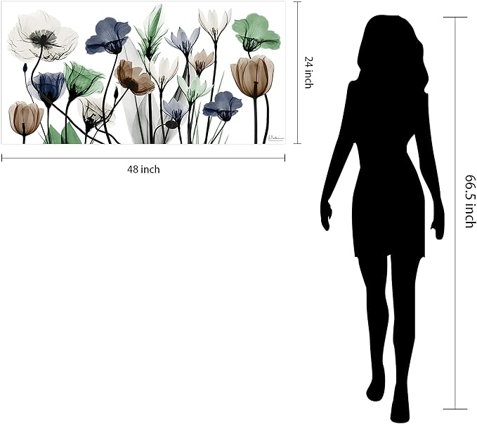 Empire Art Direct Frameless Free Floating Tempered Glass Panel Graphic Wall Art Ready to Hang, 24" x 48", Floral Landscape