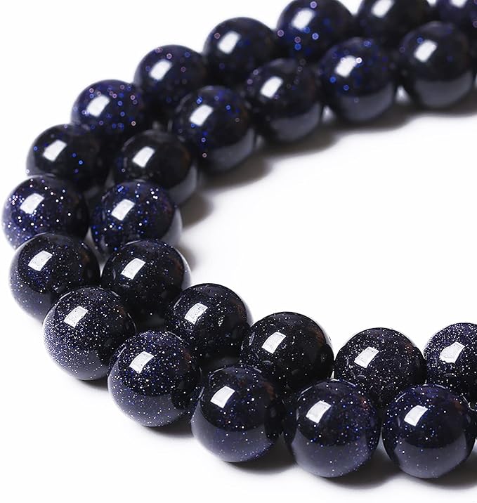 45PCS 8mm Blue Sandstone Gemstone Beads Beads Natural Stone Round Loose Beads for Jewelry Making DIY Bracelet Necklace 15" Inch