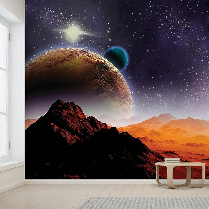 wall26 Wall Sticker/Wall Mural Peering into a Vibrantly Colored Space, Not Peel and Stick, Non-Woven Wallpaper Decorative for Bedroom, Living Room, Office - 120x168 inches