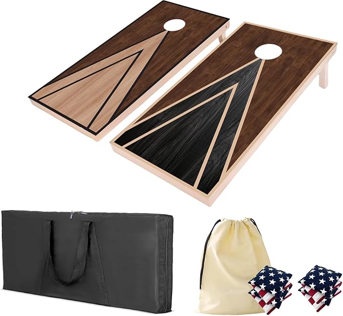 4×2FT Cornhole Board Set,Wooden Corn Hole Games for Adults Bean Bag Toss Game Set, with Corn Hole Bags Set 8,2 Cornhole Boards and a Carrying Case for Wedding/Party/Outdoor/Hiking/Yard