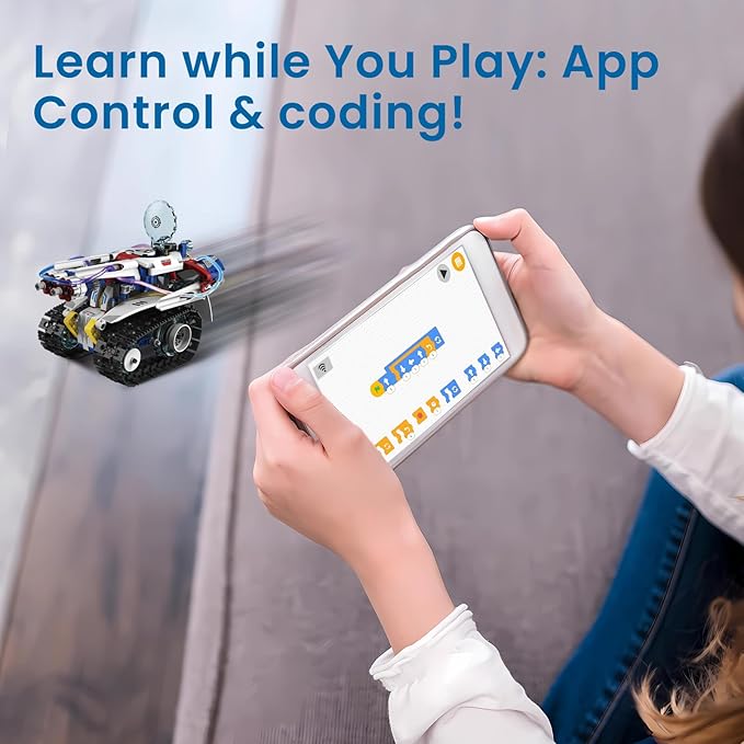 5-in-1 STEM Robot Building Kit for Kids Ages 8-16, Remote & App Controlled, Rechargeable Engineering Learning DIY Coding Toy, Educational Building Blocks Gift for Girls & Boys (603 PCS)