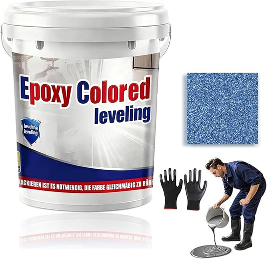 Epoxy Floor Paint, Epoxy Colored Sand Floor Paint, High-Gloss Marble Effect Self-Leveling Coating, Waterproof, Non-Slip, Ultra-Durable for Garage, Basement, Wood Floors (Sapphire Blue,2.2 lb)
