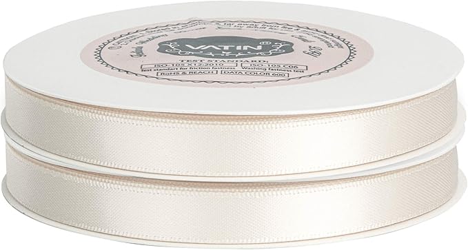VATIN Double Face Cream Satin Ribbon 3/8" Continuous 50 Yards,Cream Polyester Fabric Ribbon use for Bows Bouquet, Gift Wrapping, Floral Arrangement Wedding Decoration