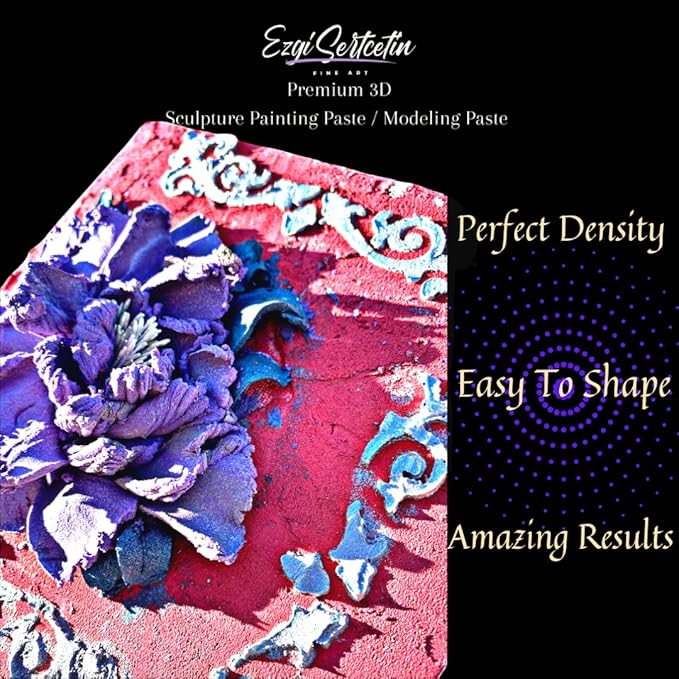 3D Sculpture Painting Paste|Texture Paste|Decorative Plaster|Ready to Use|Unique Colors|Ideal for Artwork|Stencil|Flowers|Texture|Art Relief|New Formula| 6 oz (Metallic Turquoise)