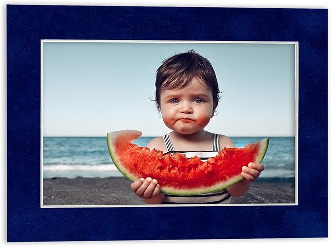8x10 Mat Bevel Cut for 5.5x8.5 Photos - Acid Free Brooke Blue Suede Precut Matboard - For Pictures, Photos, Framing - 4-ply Thickness