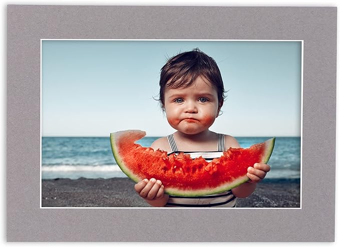 5.5x8.5 Mat for 8.5x11 Frame - Precut Mat Board Acid-Free Charcoal 5.5x8.5 Photo Matte For a 8.5x11 Picture Frame, Premium Matboard for Family Photos, Show Kits, Art, Picture Framing, Pack of 100 Mats