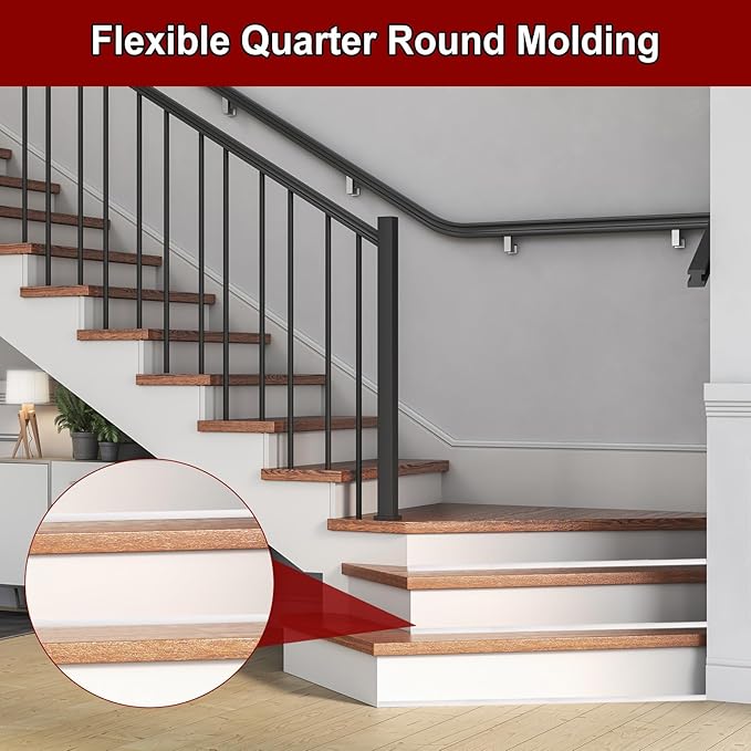 uxcell 157 Inch Flexible Quarter Round Molding Silicone Peel and Stick Trim Self Adhesive Shower Water Barrier for Corner Decor Bathroom Kitchen, White