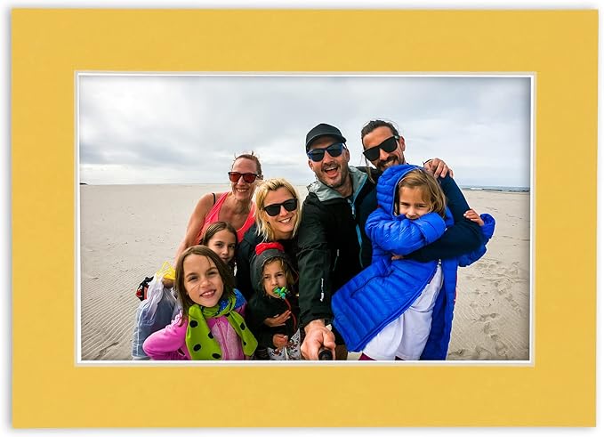 Poster Palooza 8x10 Mat Bevel Cut for 6x8 Photos - Acid Free Chamois Yellow Precut Matboard - For Pictures, Photos, Framing - 4-ply Thickness