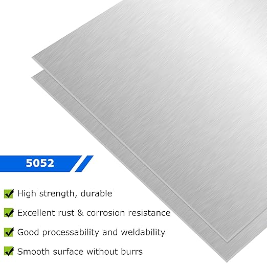 6 Pack 5052 Aluminum Sheet Metal 12 x 12 x 1/64 (0.02”) Inch Thin Flat Plain Aluminum Plate Panel Covered with Protective Film, Heat Treatable Aluminum Sheet for Crafting Industry Welding