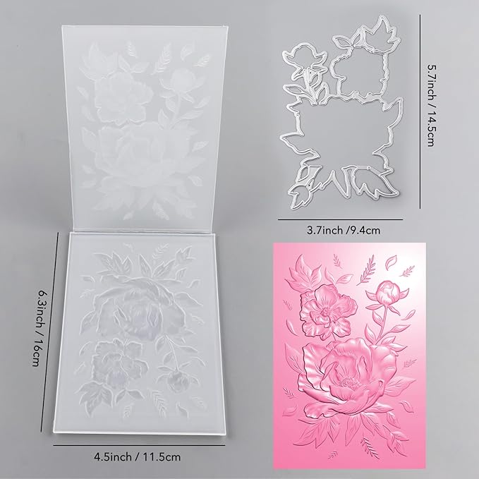 BAOFALI 3D Embossing Folder and Metal Die Set for Card Making,Embossing Template Paper Card Embossing Stencil for DIY Scrapbooking Photo Album Card Paper Craft Decoration 6.3" L x 4.5" W.(16x11.5cm)
