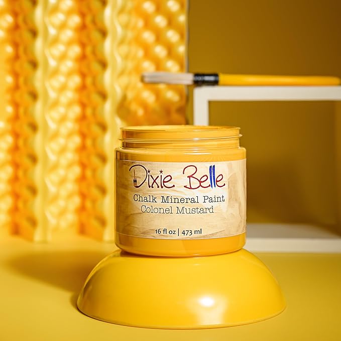 Dixie Belle Paint Company Chalk Finish Furniture Paint - Colonel Mustard (1 Gallon - 128oz) - Matte Retro Yellow Chic Chalk Mineral DIY Furniture Paint