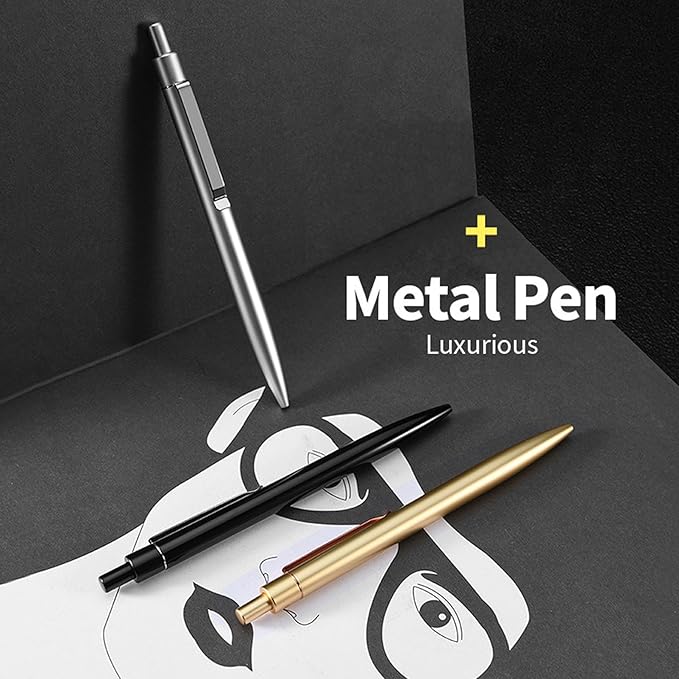 DUNBONG Red Metal Gel Pen, Black Ink, 0.5mm Retractable Ballpoint Pen (Red)