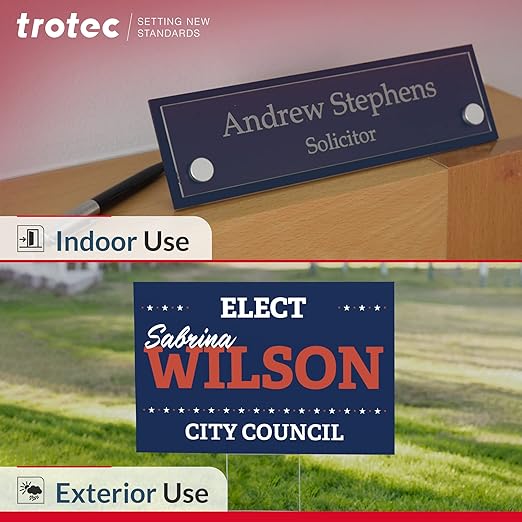 Trotec TroLase | 12"x20"x1/8", 4 Pcs | White/Black | 2 Ply | Modified Acrylic | Laser Engraving Double Color Plastic Sheet | Engraving Blanks for Laser, Saw, Guillotine | Made in USA