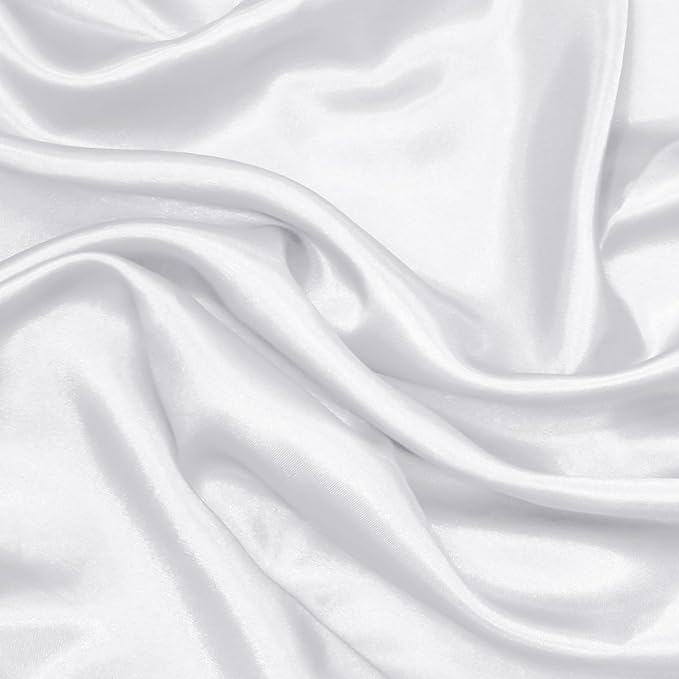 RUDONG M White Satin Fabric by The Yard, 3 Yard x 60 Inch Wide Silky Charmeuse Satin Fabric, Soft Satin Fabric for Wedding Decorations, Bridal Dress, Sewing, Accessories, DIY Crafts