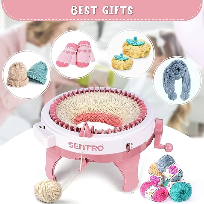 BZVV Knitting Machine for SENTRO 48 Needles Smart Knitting Crochet Machine with Row Counter for Adults and Beginners, Knitting Board Rotating Double Loom, Weaving Loom Machine Kit New Year Gifts