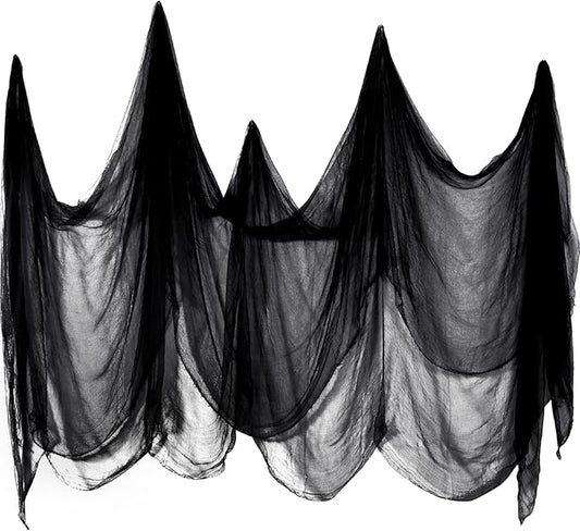 Boao Halloween Cheese cloth 39.37 x 393.7 Inch Black Cheesecloth Roll for Crafts Large Cotton Muslin Gauze Fabric for Halloween Outdoor & Indoor Spooky Decoration