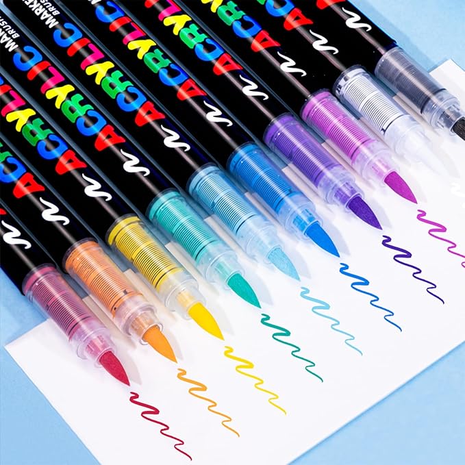 Guangna Acrylic Paint Markers,36 Colors with Direct-Liquid Ink Control System, Professional-Grade Paint Pen for Rock Painting, Canvas, Glass, Plastic, Fabric & Creative Crafts