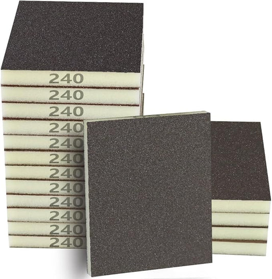 16PCS 240 Grits Sanding Sponge Fine Coarse Sanding Block, Washable and Reusable Wet Dry Sandpaper Sponge， Sander Sponges for Wood Drywall Metal Wood