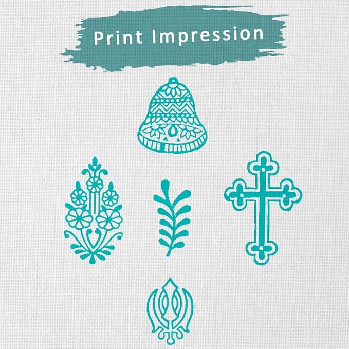 Wooden Indian Traditional Design Printing Stamps - Stamp Block for Printing Saree Border/Dresses/Craft Card Making/Scrapbook/Clay Pottery (Set of 5) Hashcart®