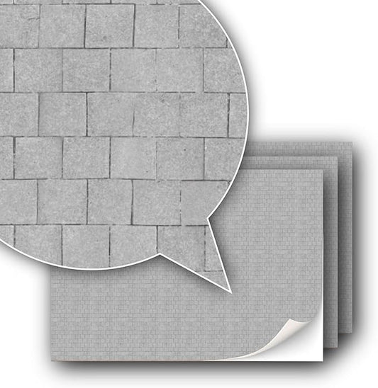 3 Sheets Self-Adhesive Decorative Film Paving Stones and Surfaces for Model Making in Scale 1:87 Scale H0 (UK: 3.5 mm Scale) (Paving Slabs)