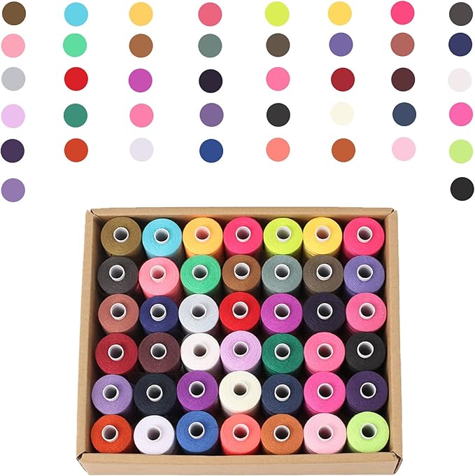 Simthread All Purpose Sewing Thread, 42 Spool Assorted 1000 Yards Polyester Threads for Sewing, Handy Polyester Sewing Threads for Sewing Machine - 42 Colors