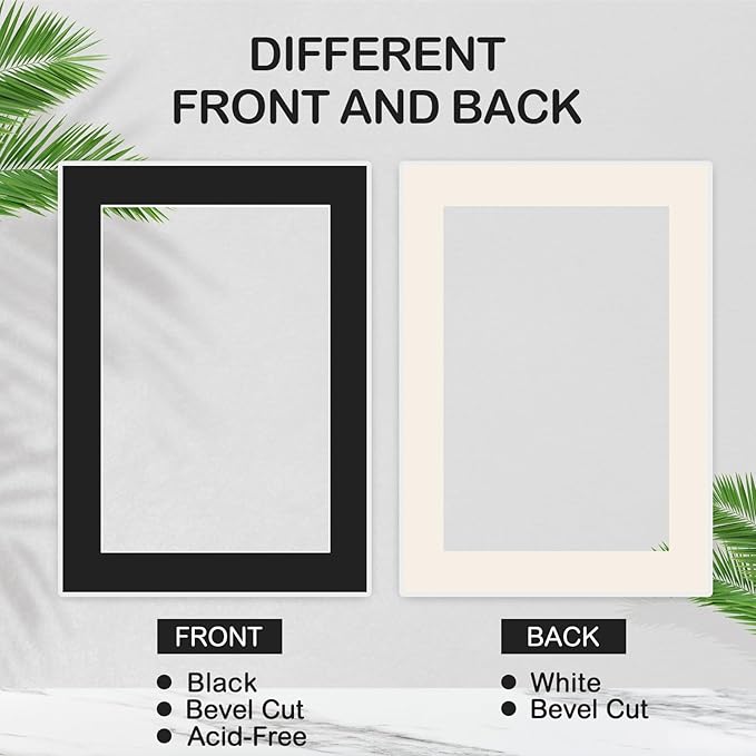 Prudiut 15 Pack 5x7 Black Picture Mats, Frame Mattes for 4x6 Pictures Display Photo Frame Mat Core Bevel Cut Mat Board Show Kit for Photos, Prints, Artworks