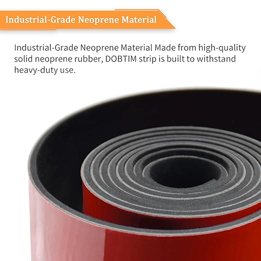 DOBTIM Solid Neoprene Rubber Strips with Adhesive Backing 1/16 (.062)" Thick x 3" Wide x 10' Long, Self Adhesive Rubber Sheets, Rolls & Strips for DIY Gaskets Crafts Pads Seals Warehouse Flooring